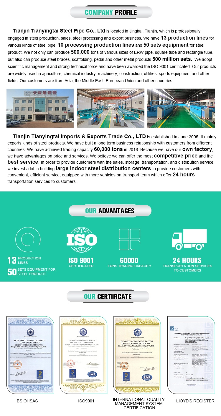 bahagian kerong hitam karbon persegi / paip keluli segi empat tepat dari kilang China Tianjin